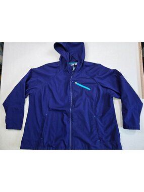 Free Tech Womens 3X Blue Hooded Jacket Full Zip Rain Coat